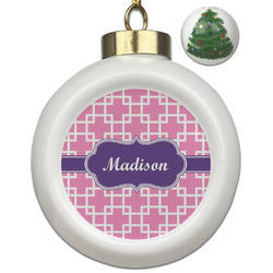 Linked Squares Ceramic Ball Ornament - Christmas Tree (Personalized)