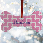 Linked Squares Ceramic Dog Ornament w/ Name or Text