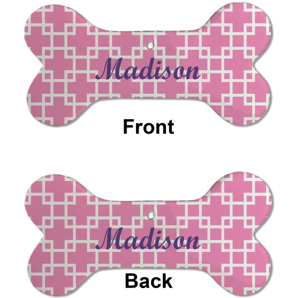 Linked Squares Ceramic Flat Ornament - Bone Front & Back (APPROVAL)