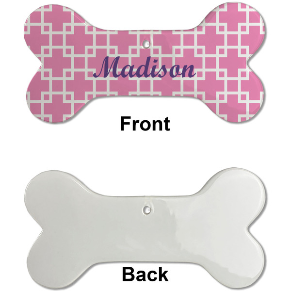 Linked Squares Ceramic Flat Ornament - Bone Front & Back Single Print (APPROVAL)