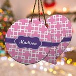 Linked Squares Ceramic Ornament w/ Name or Text