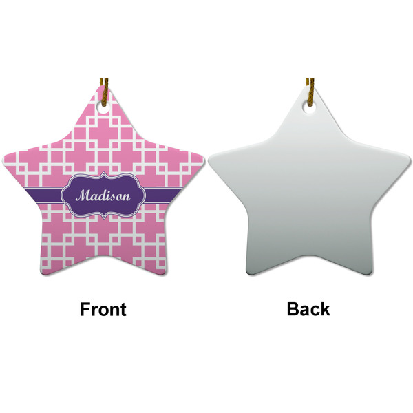 Linked Squares Ceramic Flat Ornament - Star Front & Back (APPROVAL)