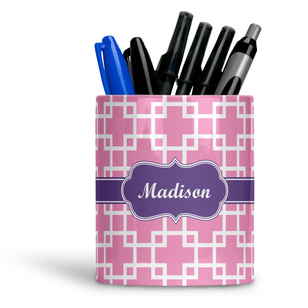Custom Linked Squares Ceramic Pen Holder