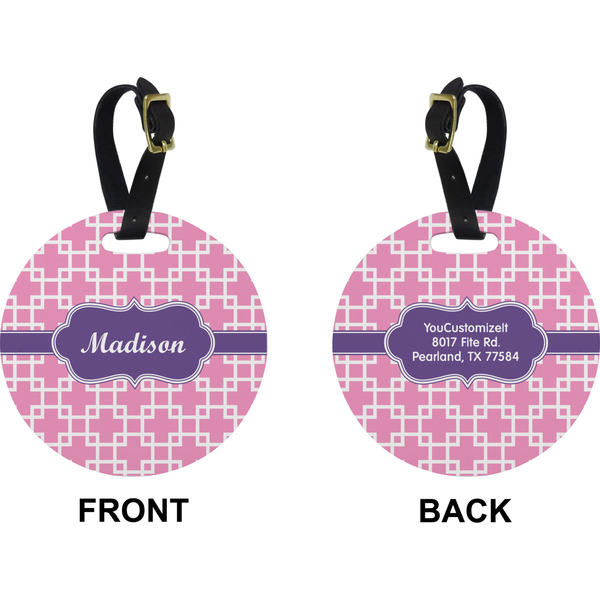 Linked Squares Circle Luggage Tag (Front + Back)