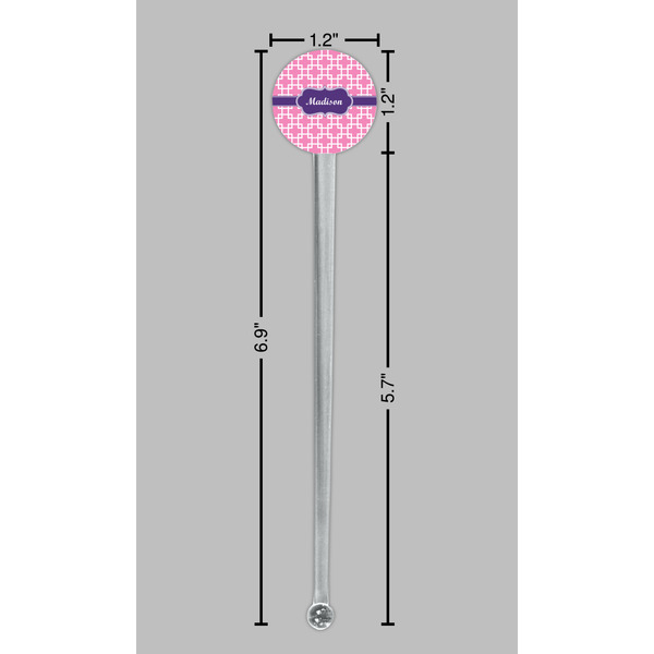 Linked Squares Clear Plastic 7" Stir Stick - Round - Dimensions