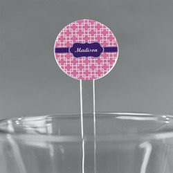 Linked Squares 7" Round Plastic Stir Sticks - Clear (Personalized)