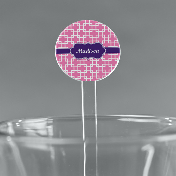 Custom Linked Squares 7" Round Plastic Stir Sticks - Clear (Personalized)