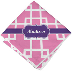 Linked Squares Cloth Cocktail Napkin - Single w/ Name or Text