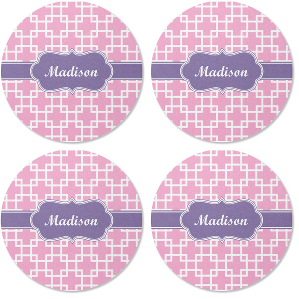 Linked Squares Coaster Round Rubber Back - Apvl