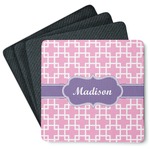 Linked Squares Square Rubber Backed Coasters - Set of 4 (Personalized)