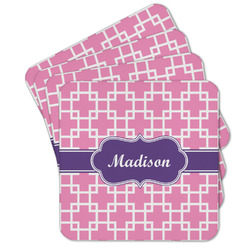 Linked Squares Cork Coaster - Set of 4 w/ Name or Text