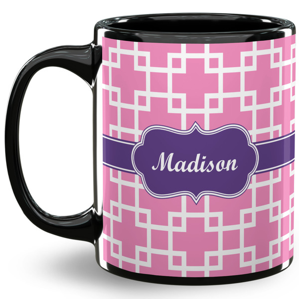 Custom Linked Squares 11 Oz Coffee Mug - Black (Personalized)