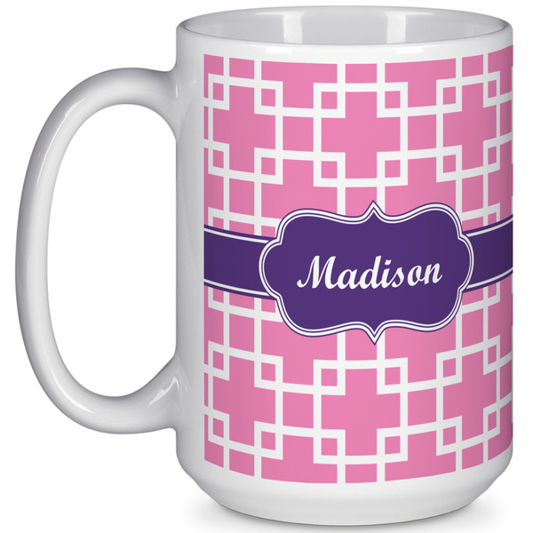 Custom Linked Squares 15 Oz Coffee Mug - White (Personalized)