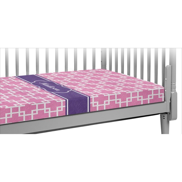 Custom Linked Squares Crib Fitted Sheet (Personalized)