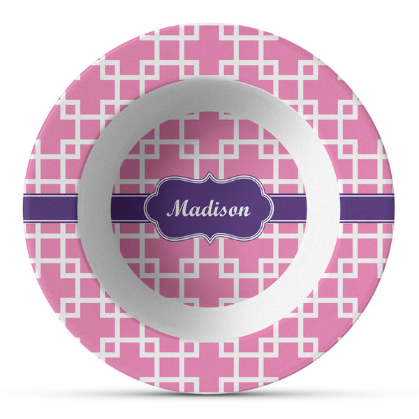Custom Linked Squares Plastic Bowl - Microwave Safe - Composite Polymer (Personalized)