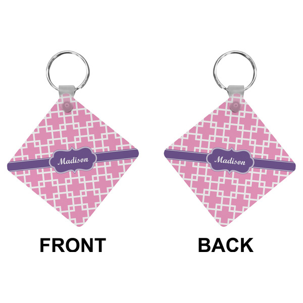 Linked Squares Diamond Keychain (Front + Back)