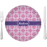 Linked Squares 10" Glass Lunch / Dinner Plates - Single or Set (Personalized)