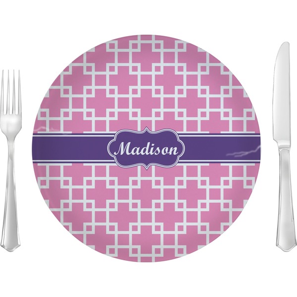 Custom Linked Squares 10" Glass Lunch / Dinner Plates - Single or Set (Personalized)