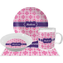Linked Squares Dinner Set - Single 4 Pc Setting w/ Name or Text