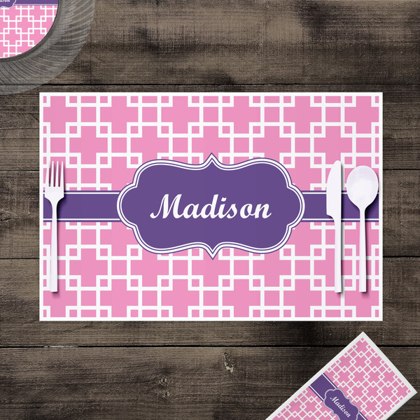 Linked Squares Disposable Paper Placemat - In Context