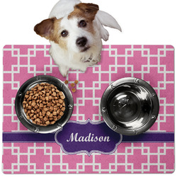 Linked Squares Dog Food Mat - Medium w/ Name or Text
