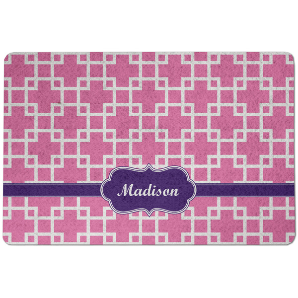 Custom Linked Squares Dog Food Mat w/ Name or Text