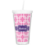 Linked Squares Double Wall Tumbler with Straw (Personalized)