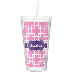 Linked Squares Double Wall Tumbler with Straw (Personalized)