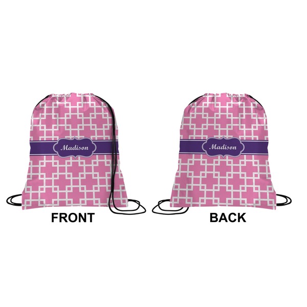 Linked Squares Drawstring Backpack Front & Back Small