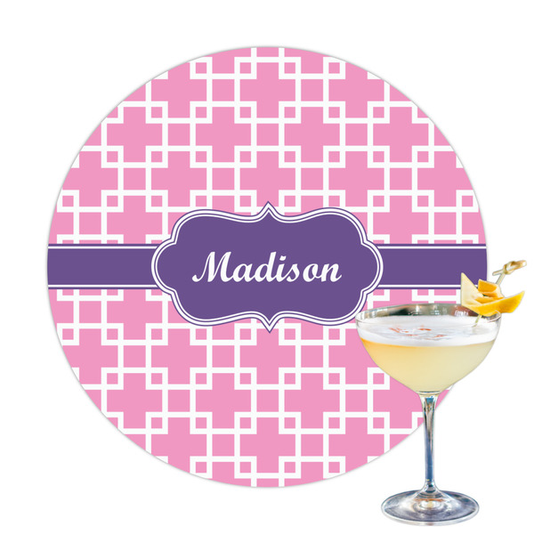 Custom Linked Squares Printed Drink Topper (Personalized)