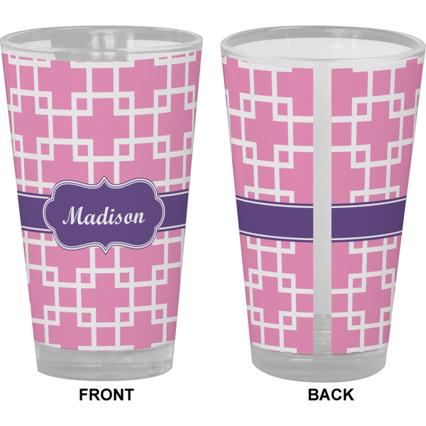 Linked Squares Pint Glass - Full Color - Front & Back Views