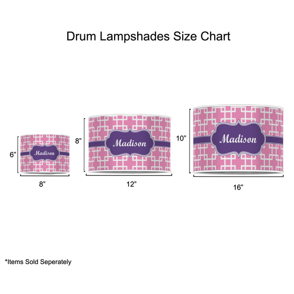 Linked Squares Drum Lampshades - Sizing Chart
