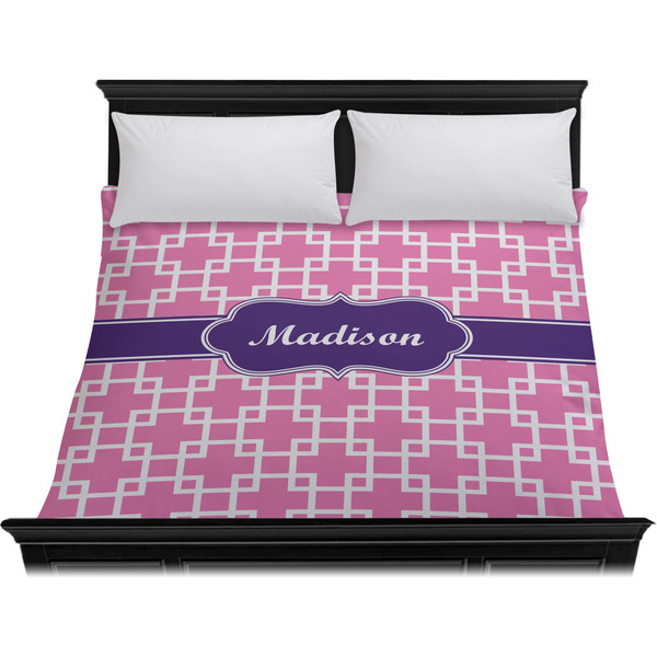 Linked Squares Duvet Cover - King - On Bed - No Prop