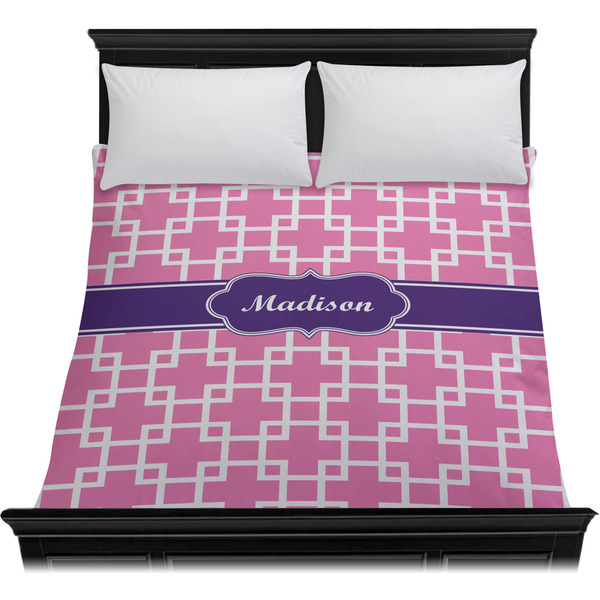 Linked Squares Duvet Cover - Queen - On Bed - No Prop