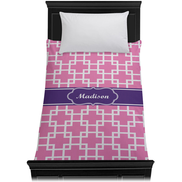 Linked Squares Duvet Cover - Twin - On Bed - No Prop