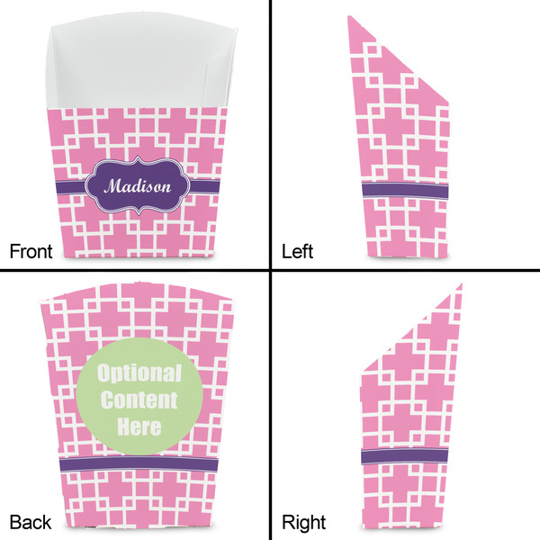 Linked Squares French Fry Favor Box - Front & Back View