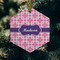 Linked Squares Frosted Glass Ornament - Hexagon (Lifestyle)
