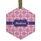 Linked Squares Frosted Glass Ornament - Hexagon