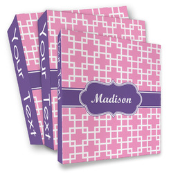 Linked Squares 3 Ring Binder - Full Wrap (Personalized)