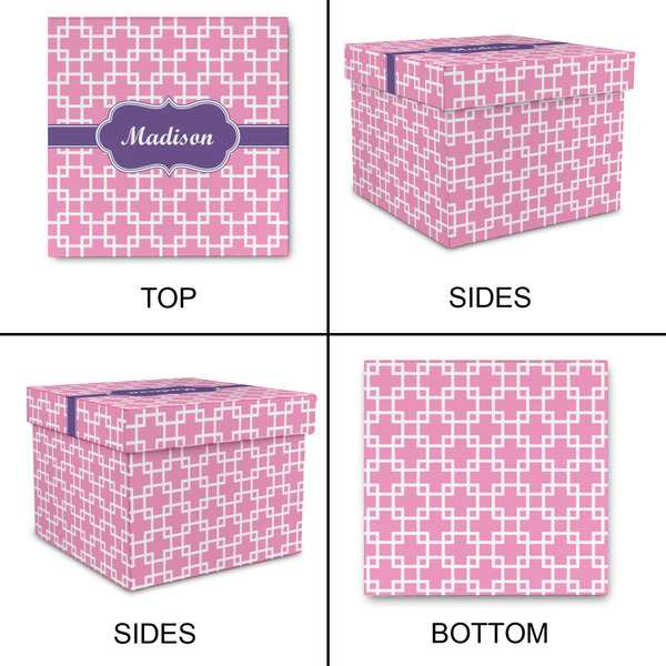 Linked Squares Gift Boxes with Lid - Canvas Wrapped - Large - Approval