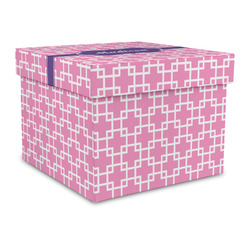 Linked Squares Gift Box with Lid - Canvas Wrapped - Large (Personalized)