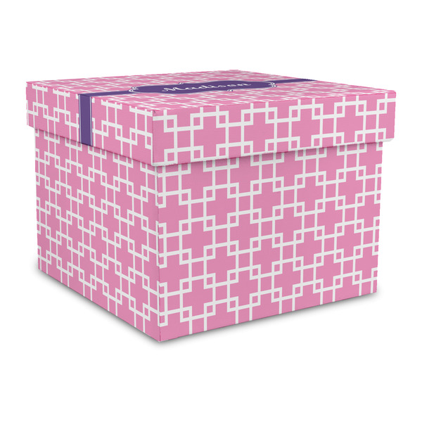 Custom Linked Squares Gift Box with Lid - Canvas Wrapped - Large (Personalized)