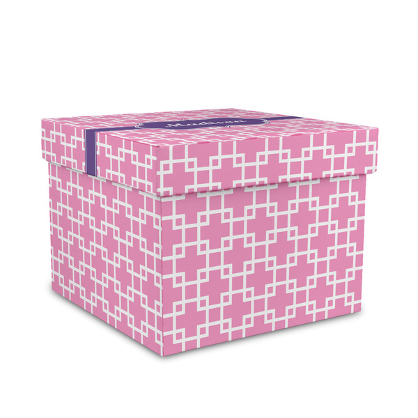 Custom Linked Squares Gift Box with Lid - Canvas Wrapped - Medium (Personalized)