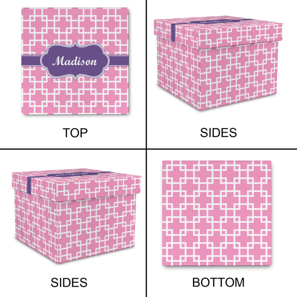 Linked Squares Gift Boxes with Lid - Canvas Wrapped - Small - Approval