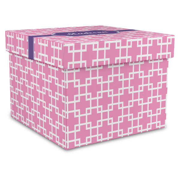 Custom Linked Squares Gift Box with Lid - Canvas Wrapped - XX-Large (Personalized)