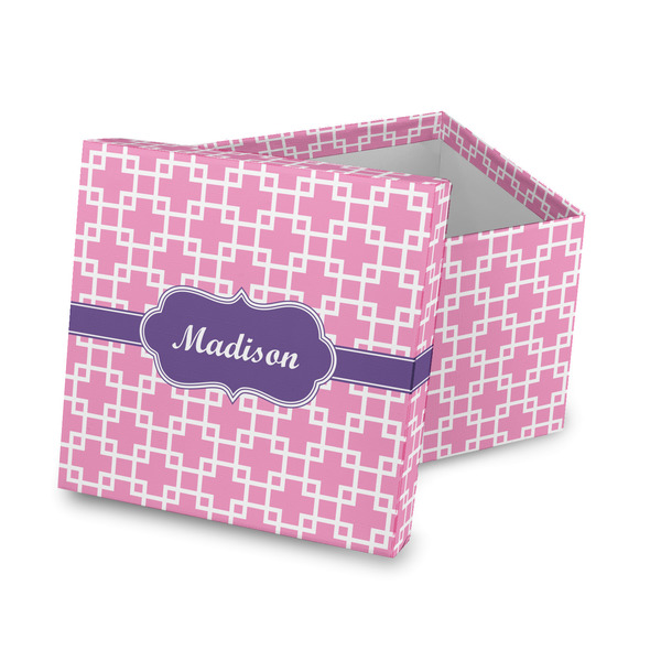 Custom Linked Squares Gift Box with Lid - Canvas Wrapped (Personalized)