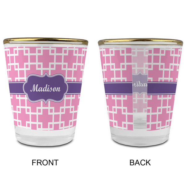 Linked Squares Glass Shot Glass - with gold rim - APPROVAL