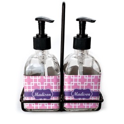 Linked Squares Glass Soap & Lotion Bottle Set (Personalized)