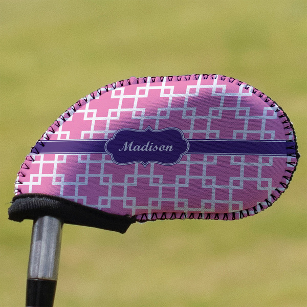 Custom Linked Squares Golf Club Iron Cover - Single (Personalized)