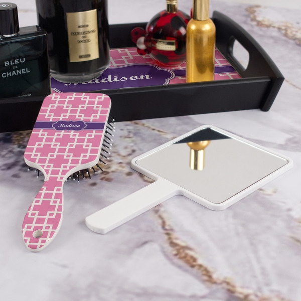 Linked Squares Hair Brush - With Hand Mirror